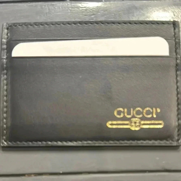 NWOT Gucci Black Leather Card Holder - Picture 1 of 7